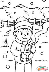 S'amuser avec la neige - Hiver - Coloriage - Se repérer dans l'espace en maternelle : Maternelle 1, 2 - PDF à imprimer