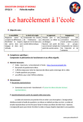 Le harcèlement à l’école - Séquence - Fiche de préparation - EMC : Primaire 4, 5 - PDF à imprimer