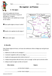 Se repérer en France - Exercices : Primaire 2 - PDF à imprimer