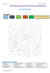 Passé composé - Coloriage magique : Primaire 3 - PDF à imprimer