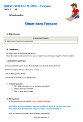 Situer dans l’espace - Séquence - Fiche de préparation : Primaire 1 - PDF à imprimer