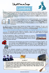 Londres - Escale 4 - Petit tour en Europe - Cahier de vacances  : Secondaire 1, 2 - PDF à imprimer