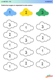 Les trois nuages - Météo - Nombres : Maternelle 1 - PDF à imprimer