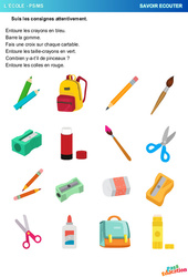Crayons - L'école - Savoir écouter en maternelle : Maternelle 1 - PDF à imprimer