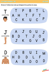 Les parties du corps - Lecture : Maternelle 1, 2 - PDF à imprimer
