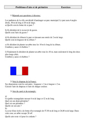 Aire et périmètre - Problèmes - Exercices - 2 : Primaire 5 - PDF à imprimer