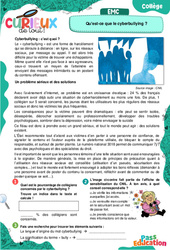 Qu’est - ce que le cyberbullying ? - Curieux de tout : Secondaire 1, 2, 3 - PDF à imprimer