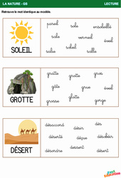 Soleil, Grotte, Désert - Lecture : Maternelle 1, 2 - PDF à imprimer