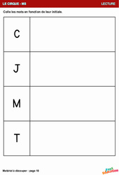 Le cirque - Lecture : Maternelle 1 - PDF à imprimer