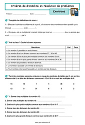 Critères de divisibilité et résolution de problèmes - Exercices corrigés : Secondaire 3 - PDF à imprimer