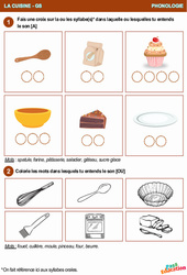 Les syllabes - La cuisine - Phonologie : Maternelle 2 - PDF à imprimer