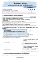 La ponctuation et les 2 formes de discours - Examen Evaluation avec les corrigés : Secondaire 2 - PDF à imprimer