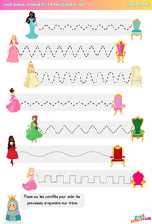 Aide les princesses à rejoindre leur trône - Graphisme : Maternelle 2 - PDF à imprimer