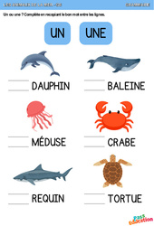 Animaux de la mer - Grammaire : Maternelle 1, 2 - PDF à imprimer