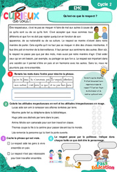 Qu'est - ce que le respect ? - Curieux de tout : Primaire 2, 3 - PDF à imprimer