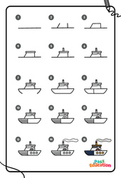 Bateau - Apprendre à dessiner : Maternelle 2, Primaire 1, 2 - PDF à imprimer