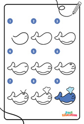 Baleine - Apprendre à dessiner : Maternelle 1, 2 - PDF à imprimer