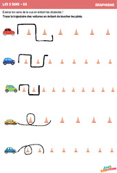 Trajectoire des voitures - Les 5 sens - Graphisme : Maternelle 2 - PDF à imprimer