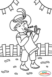 Le Garçon à la trompette - Coloriage sur le carnaval : Maternelle 1, 2, Primaire 1 - PDF à imprimer