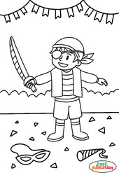 Le Petit Pirate - Coloriage sur le carnaval : Maternelle 1, 2, Primaire 1 - PDF à imprimer