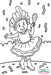 La Danseuse - Coloriage sur le carnaval : Maternelle 1, 2, Primaire 1 - PDF à imprimer