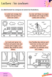 Les couleurs - Lecture : Primaire 1, 2 - PDF à imprimer