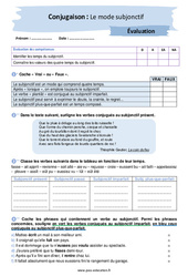 Le mode subjonctif - Examen Evaluation avec les corrigés : Secondaire 2 - PDF à imprimer