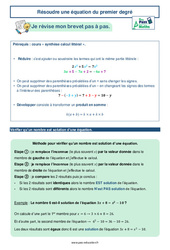 Résoudre une équation du premier degré -  avec Mon Pass Maths : Secondaire 3 - PDF à imprimer