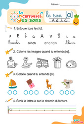 Le son [a] - Phonologie - Lecture - Le carrousel des sons à essayer gratuitement : Maternelle 2, Primaire 1, 2