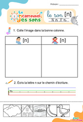 Le son [n] - Phonologie - Lecture - Le carrousel des sons : Maternelle 2, Primaire 1, 2