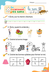 Le son [j] - Phonologie - Lecture - Le carrousel des sons : Maternelle 2, Primaire 1, 2