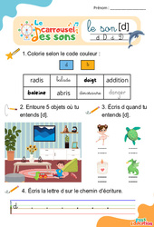 Le son [d] - Phonologie - Lecture - Le carrousel des sons : Maternelle 2, Primaire 1, 2