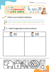 Le son [t] - Phonologie - Lecture - Le carrousel des sons : Maternelle 2, Primaire 1, 2