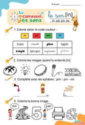 Le son [in] - Phonologie - Lecture - Le carrousel des sons : Maternelle 2, Primaire 1, 2