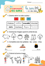 Le son [o] au eau - Phonologie - Lecture - Le carrousel des sons : Maternelle 2, Primaire 1, 2