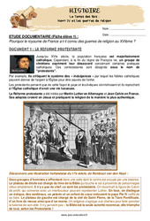 Henri IV et les guerres de religion - Exercices : Primaire 4 - PDF à imprimer