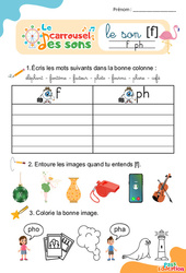 Le son [f] f ph - Phonologie - Lecture - Le carrousel des sons : Maternelle 2, Primaire 1, 2