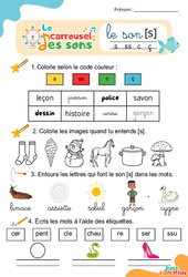 Le son [s] s c ss ç - Phonologie - Lecture - Le carrousel des sons : Maternelle 2, Primaire 1 - PDF à imprimer