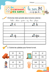 Le son [k] c k q qu - Phonologie - Lecture - Le carrousel des sons : Maternelle 2, Primaire 1, 2
