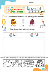 Le son [z] s z - Phonologie - Lecture - Le carrousel des sons : Maternelle 2, Primaire 1 - PDF à imprimer