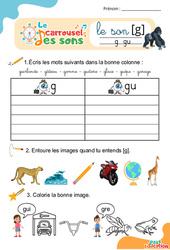 Le son [g] g gu - Phonologie - Lecture - Le carrousel des sons : Maternelle 2, Primaire 1, 2