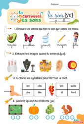 Le son [ye] y, ill - Phonologie - Lecture - Le carrousel des sons : Maternelle 2, Primaire 1, 2