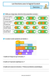 Les fonctions avec le logiciel Scratch - Exercices : Secondaire 3 - PDF à imprimer