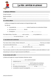 La ville - Services et acteurs - Cours, Leçon : Primaire 3 - PDF à imprimer