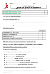 La ville - Les acteurs et les services - Examen Evaluation : Primaire 3 - PDF à imprimer