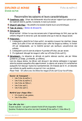 Saisons - Séquence - Fiche de préparation : Maternelle 2 - PDF à imprimer
