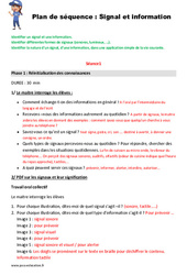 Signal et information - Séquence - Fiche de préparation : Primaire 4, 5 - PDF à imprimer