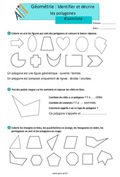 Identifier et décrire les polygones - Exercices : Primaire 3 - PDF à imprimer