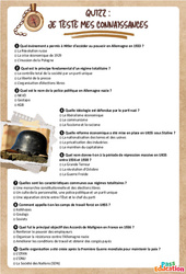 Démocraties et Totalitarisme dans l’Entre - Deux - Guerres - Fiche de révision Brevet / Quiz : Secondaire 3 - Cycle 4 - PDF à imprimer