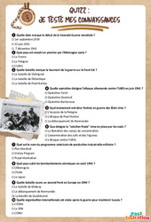 La 2nde guerre mondiale - Fiche de révision Brevet / Quiz : Secondaire 3 - Cycle 4 - PDF à imprimer